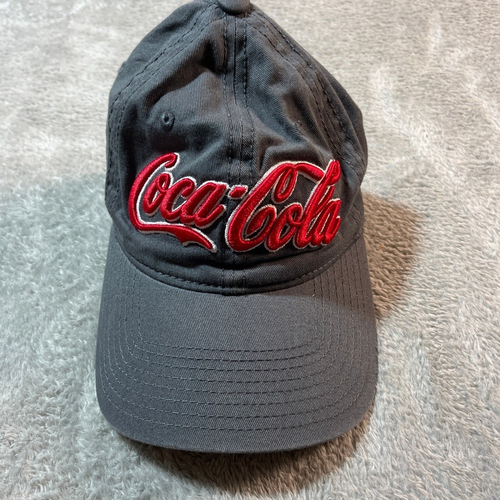 Coca-Cola Baseball Cap Adult‎ OS Gray Embroidered Logo Adjustable Strapback Hat